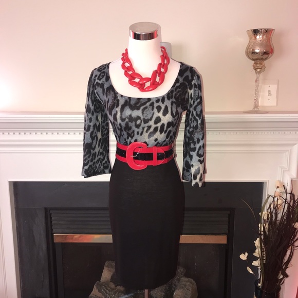 Di Nicci | Grey & Blk Animal Print Dress - Picture 1 of 4